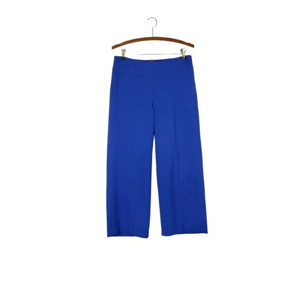 J. McLaughlin Wide Leg Cropped Dress Pants Royal Blue Soft Flannel Womens Size 4 - Picture 1 of 6